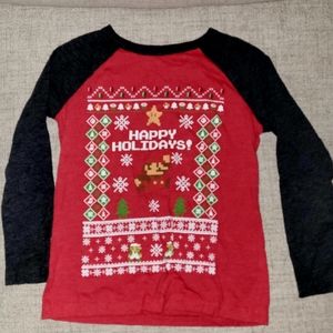 Mario Bros Happy Holidays T-shirt Sz 5